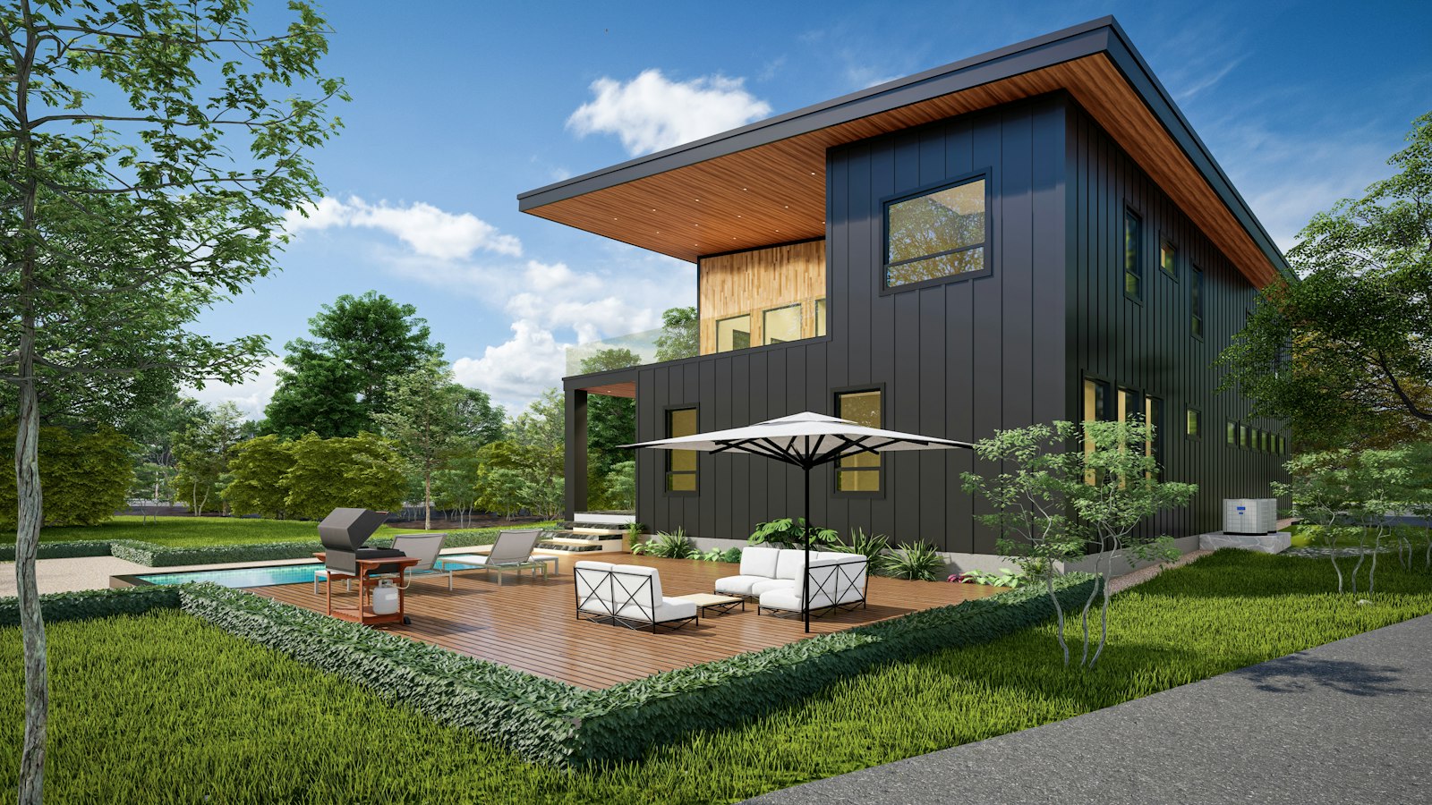 Maison contemporaine avec terrasse et piscine